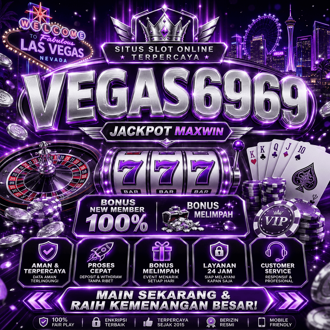 Thumbnail 1 of 3, Poster, VEGAS6969 ♦ PLATFORM GAME SLOT ONLINE BERTEMA KASINO MODERN DAN MENARIK designed and sold by VEGAS6969.